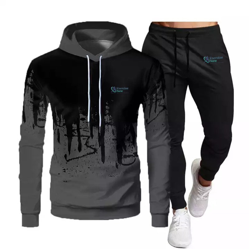 3d Sports Hoodie Jogger Two Piece Set